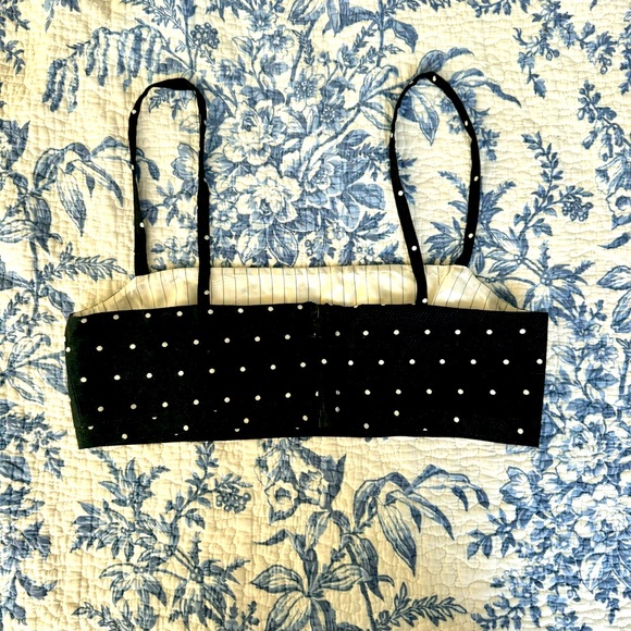 Macgraw Abby Embroidered Black & White Polka-dot Crop Top Size 4 - Picture 6 of 10